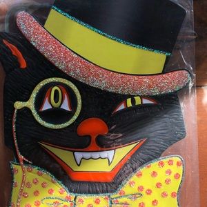 Two Vtg. Shiny Bright Halloween Christopher Radko, Halloween pumpkin book, more.